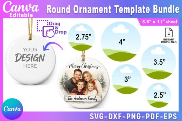 Round Ornament Canva Template Bundle