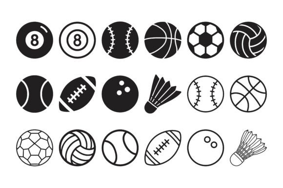 Sports Balls Icon Set Collection