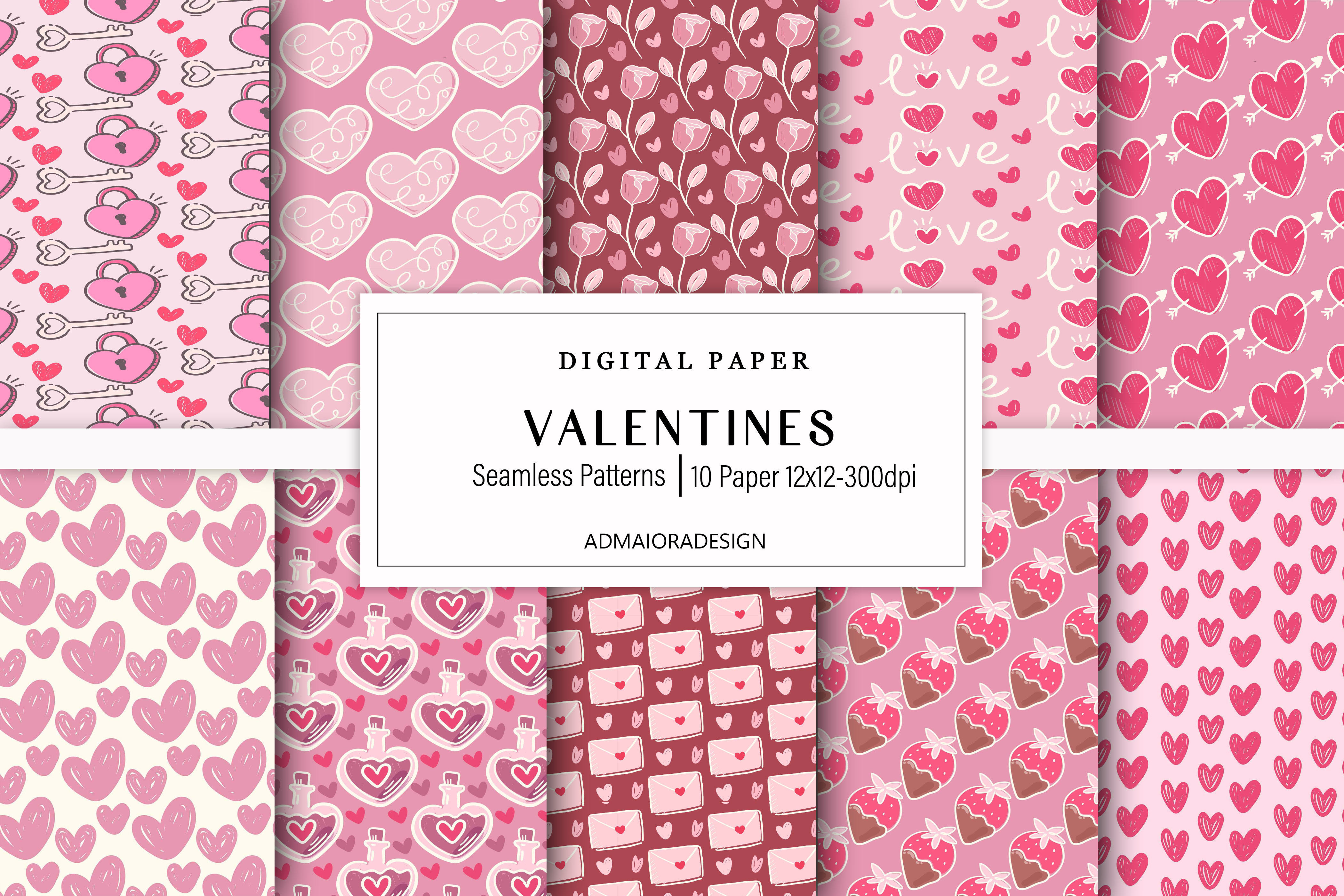 Valentines Day Digital Paper Bundle Graphic by AdMaioraDesign ...
