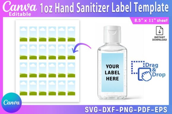 1oz Hand Sanitizer Label Canva Template