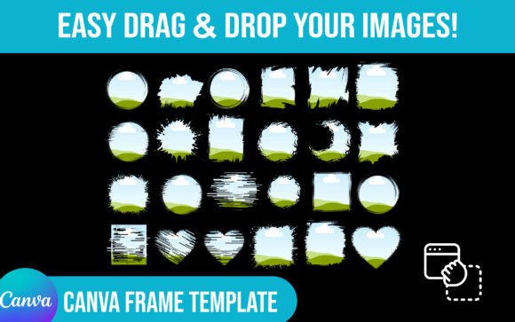 24 brushstroke Canva frames for creative photo designs