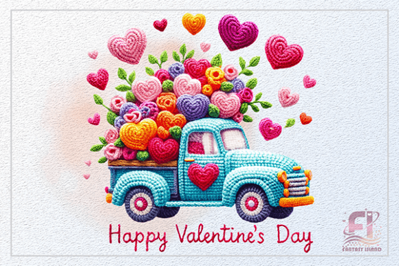 Crochet Truck Valentine Clipart PNG