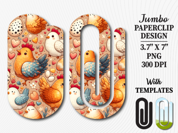 Cute Farmhouse Chicken Jumbo Paperclip