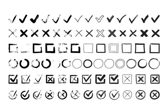 Hand Drawn Checkmarks & Crosses SVG