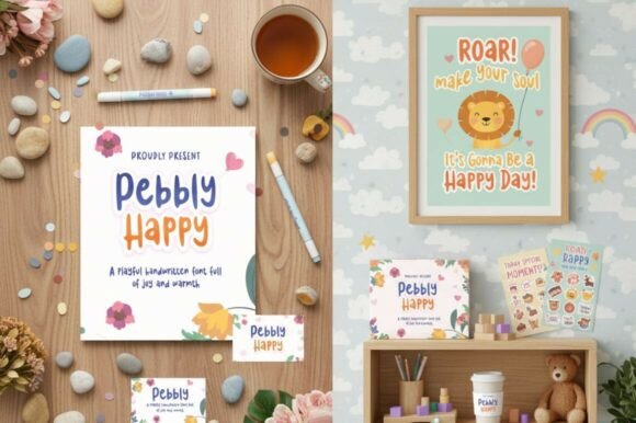 Pebbly Happy Font PNG with transparent background - Preview 6