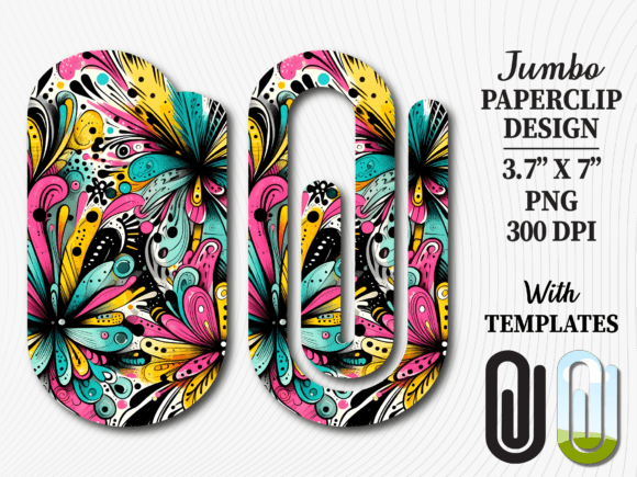 Retro Neon Hippie Boho Jumbo Paperclip Illustration Artisanat Par SAVA STORE
