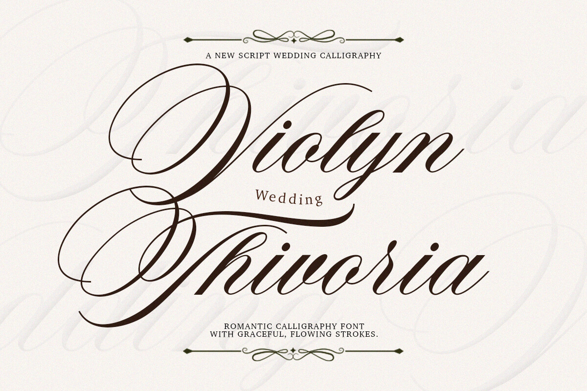Violyn Wedding Thivoria elegant calligraphy typeface luxury wedding branding