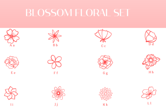 Blossom Floral Set Font - Preview 1