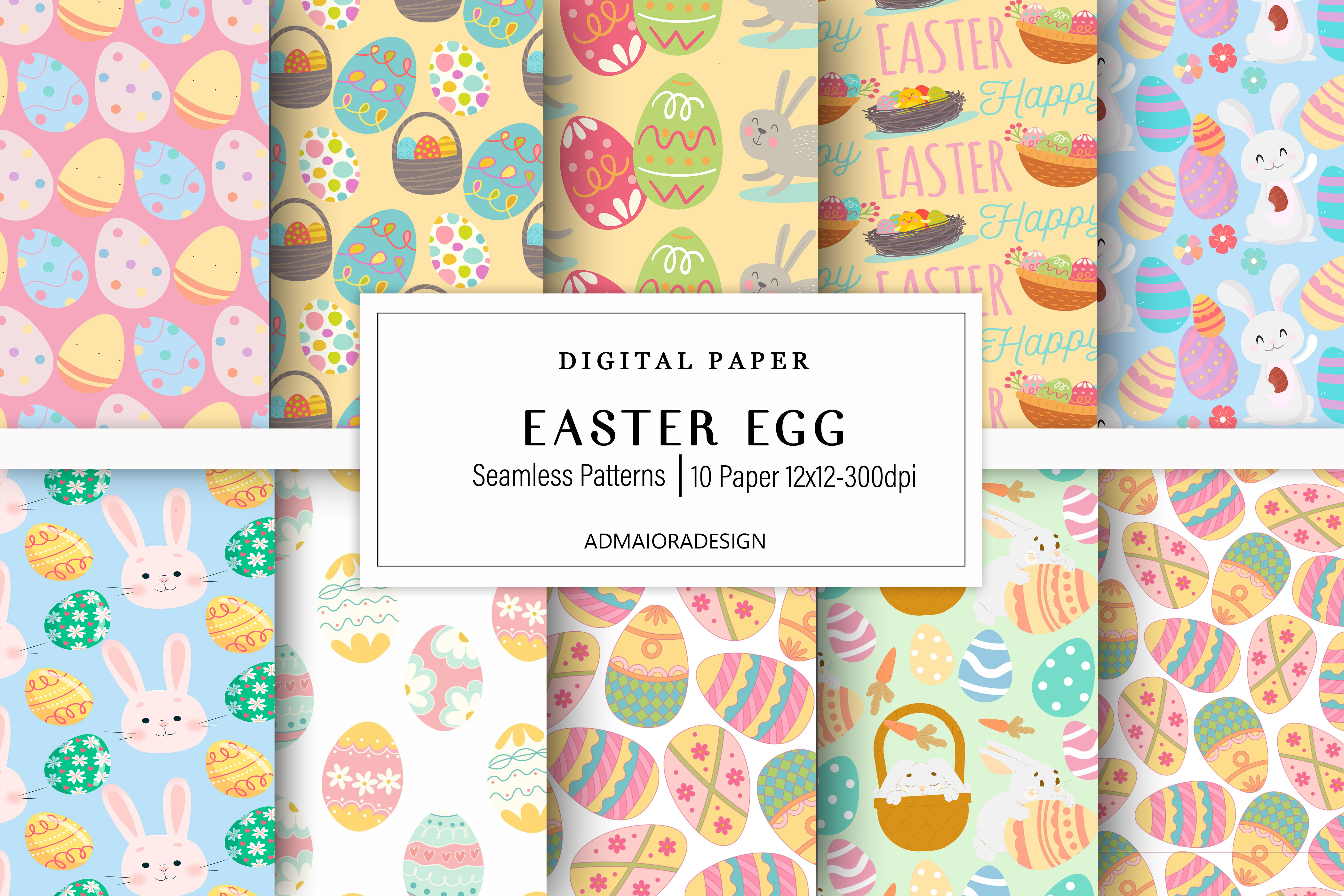 Easter Egg Digital Paper Bundle Graphic by AdMaioraDesign · Creative ...