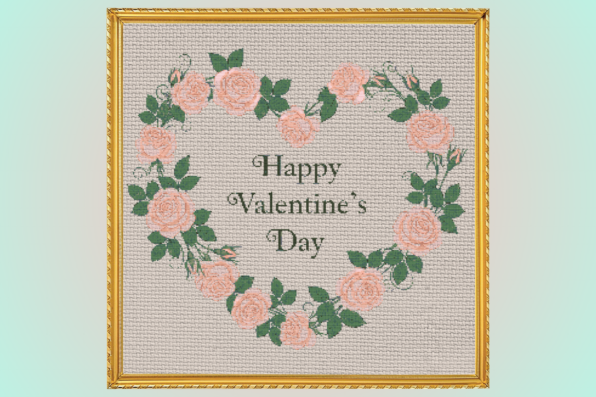 Floral Valentine Cross Stitch Pattern