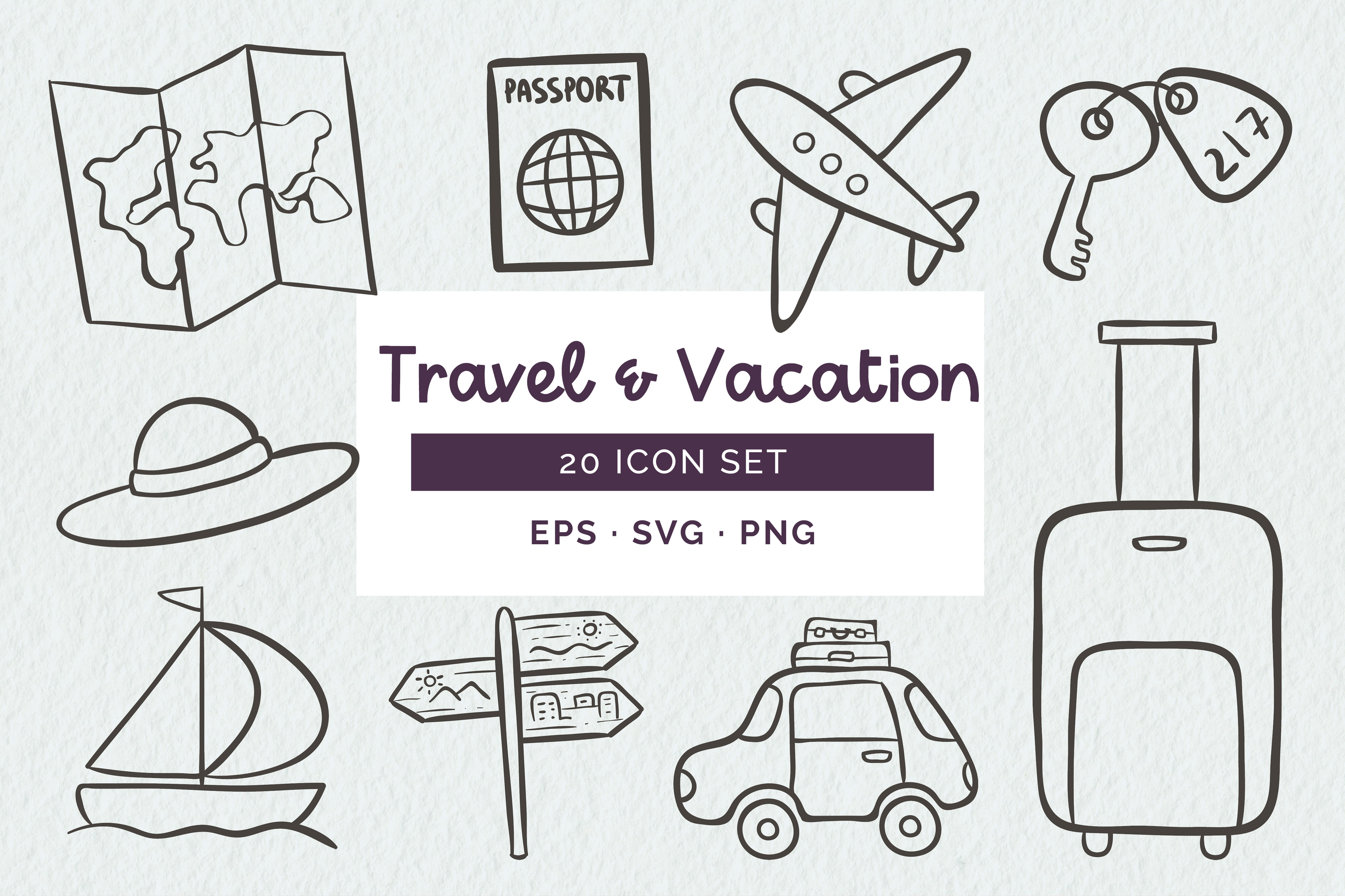 Hand-drawn Travel Icon Set Graphic by handDrawn&Cute · Creative Fabrica