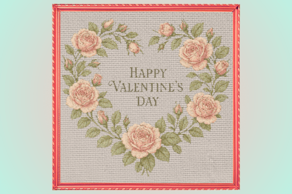Happy Valentine’s Day Floral Cross Stitc