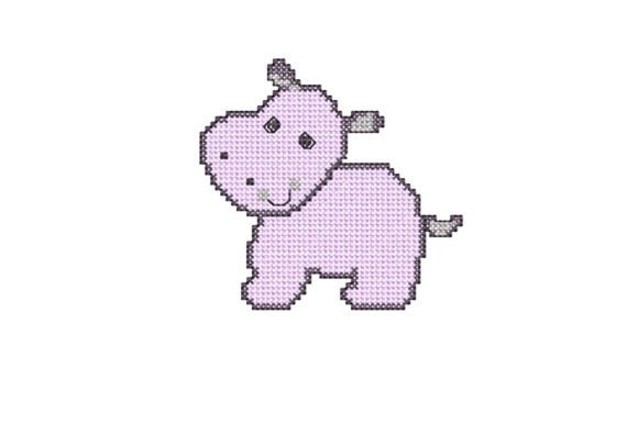 Hippo Machine Embroidery Design.