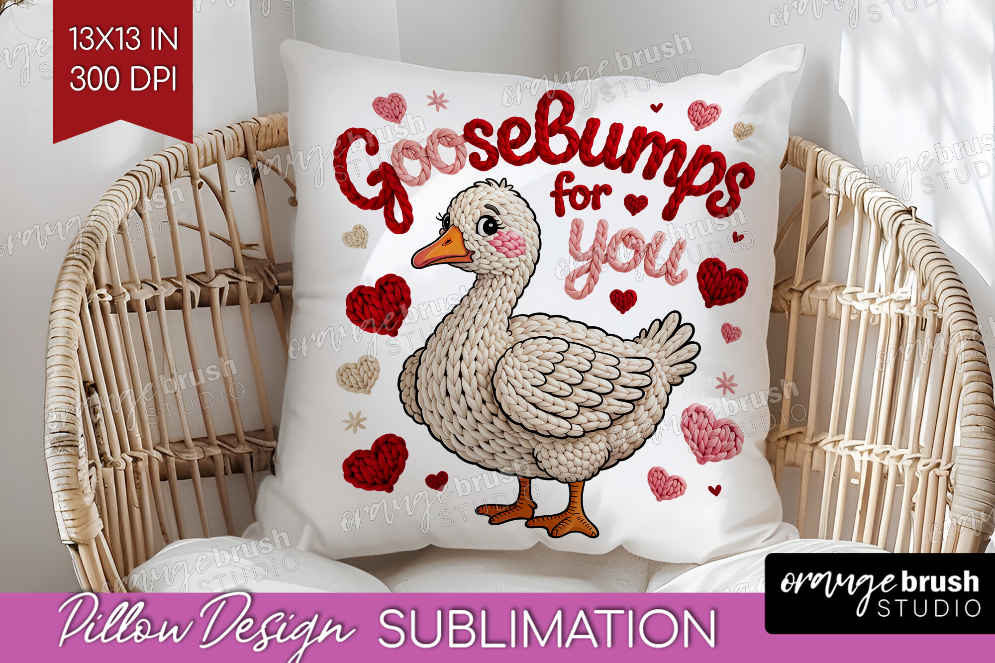Knitted Valentine Pillow Cover PNG