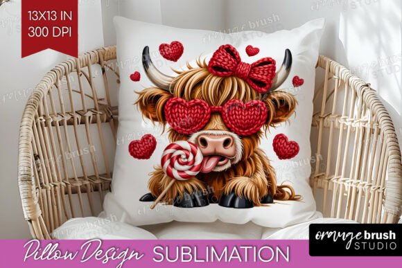 Knitted Valentine Pillow Cover PNG