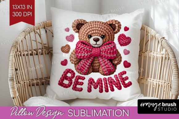 Knitted Valentine Pillow Cover PNG