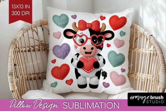 Knitted Valentine Pillow Cover PNG