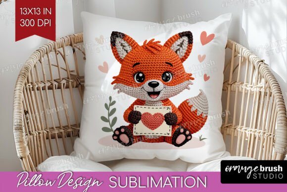 Knitted Valentine Pillow Cover PNG