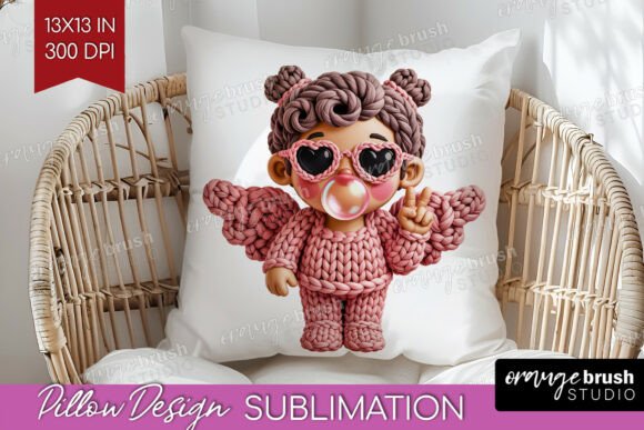 Knitted Valentine Pillow Cover PNG