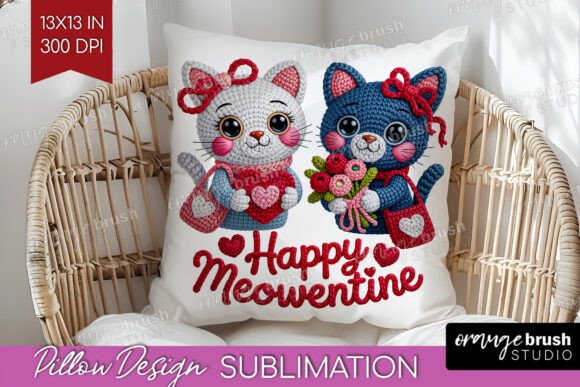 Knitted Valentine Pillow Cover PNG