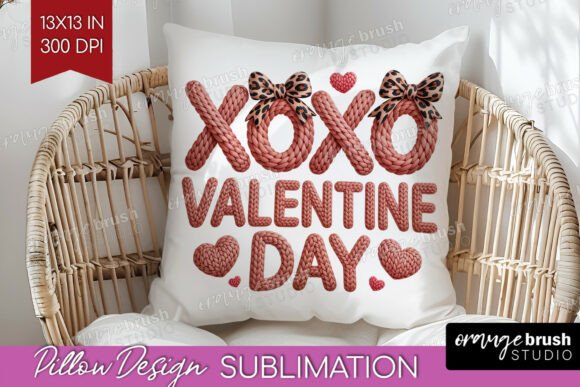 Knitted Valentine Pillow Cover PNG