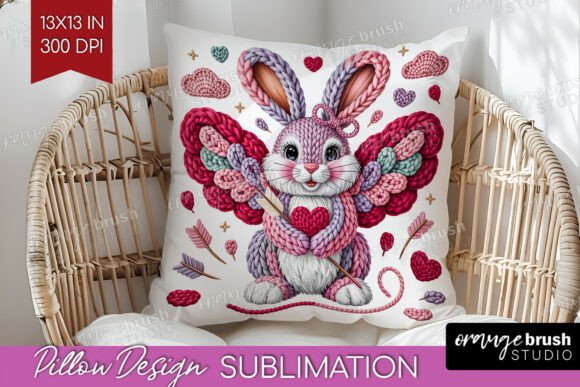 Knitted Valentine Pillow Cover PNG