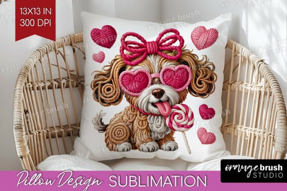 Knitted Valentine Pillow Cover PNG