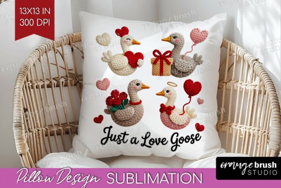 Knitted Valentine Pillow Cover PNG