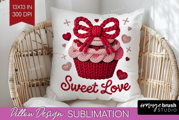 Knitted Valentine Pillow Cover PNG