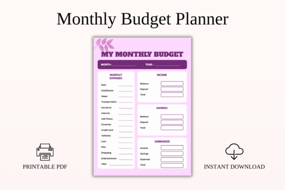 Modern Monthly Budget Planner Printable budget planner