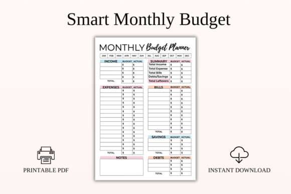 Smart Monthly Budget Planner Printable