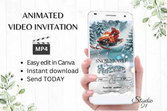 Snowmobile Fun Adventure Invitation