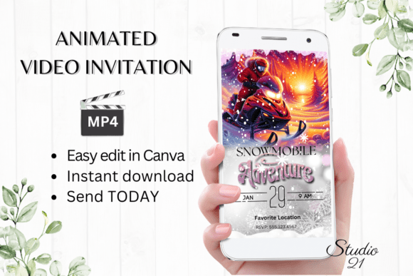 Snowmobile Fun Adventure Invitation