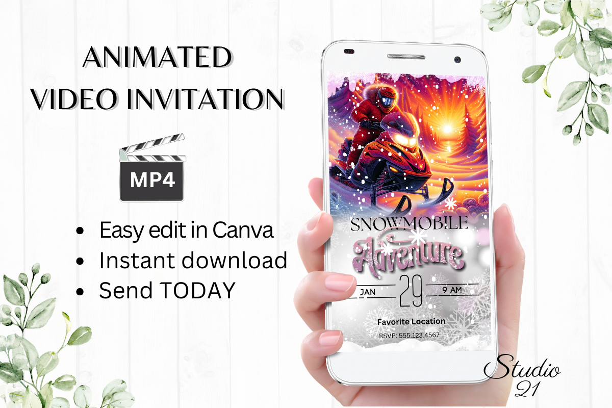 Snowmobile Fun Adventure Invitation