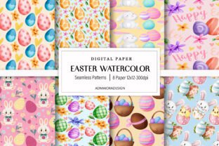 Watercolor Easter Digital Paper Bundle Graphic by AdMaioraDesign ...