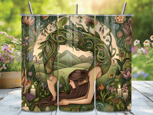 Boho Garden Yoga Girl Tumbler Wrap