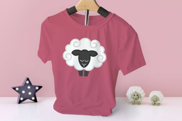 Curly Sheep Applique Embroidery Animais de Fazenda Design de Bordado Por DesignedByGeeks