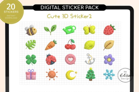 Cute 3D Goodnotes Digital Stickers2