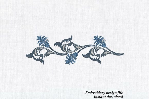 Floral Wedding Border Blue