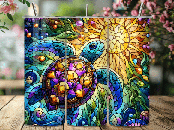 Stained Glass Sea Turtle Tumbler Wrap