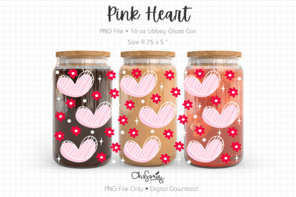 Valentine Pink Heart Libbey Wrap PNG
