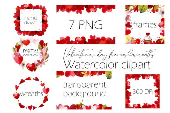 Valentine Watercolor Heart Frames Clipar
