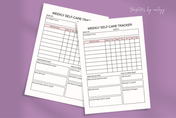 Weekly Self-Care Tracker Planner Canva