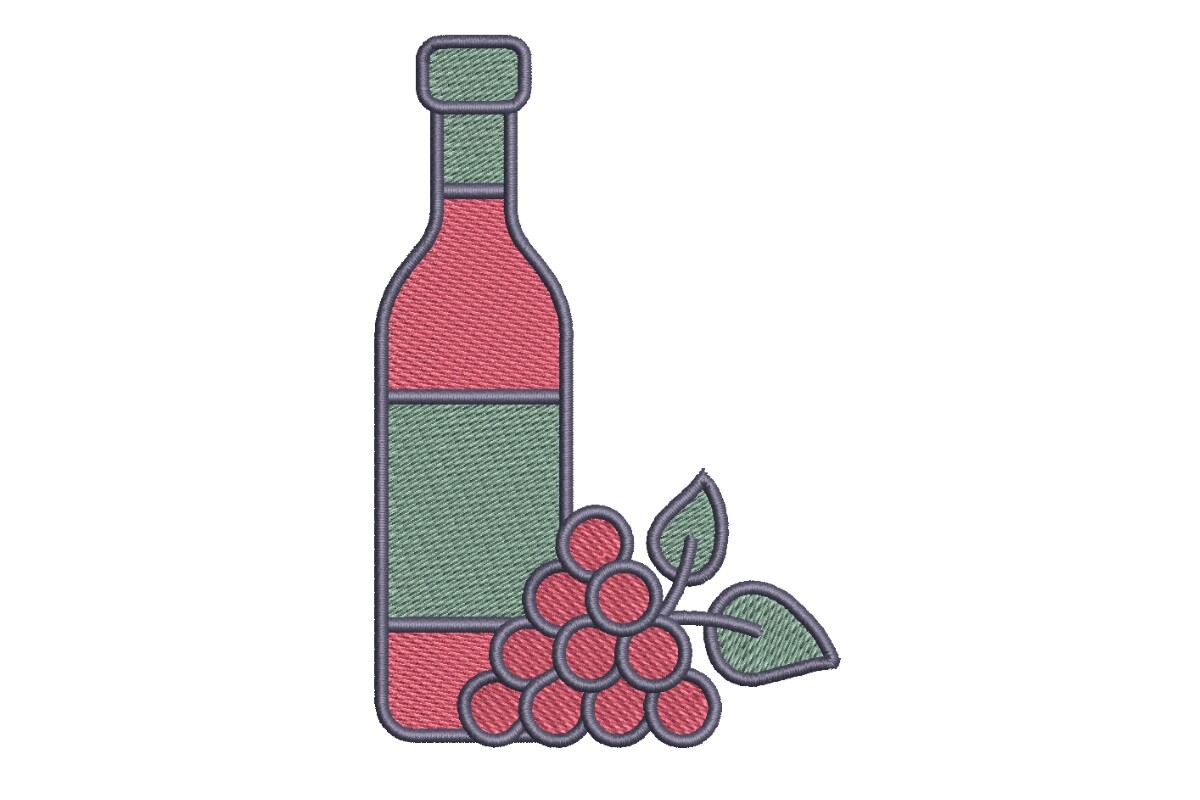 Wine Bottle and Grapes