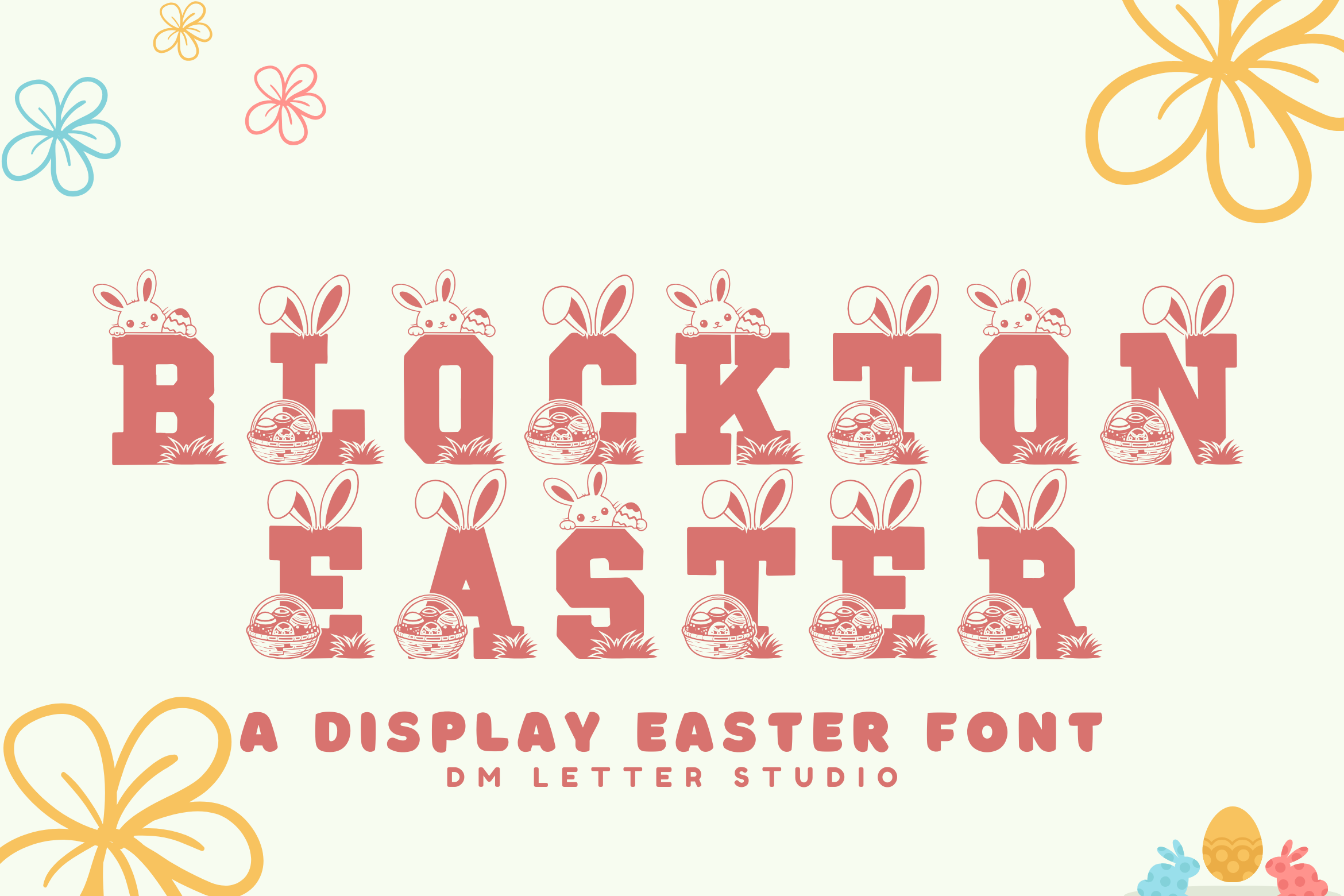 Blockton Easter font preview, bold block style Easter lettering