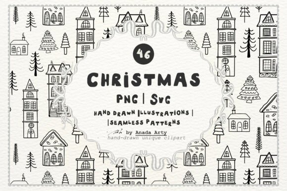 Christmas Doodles & Seamless Pattern Graphics