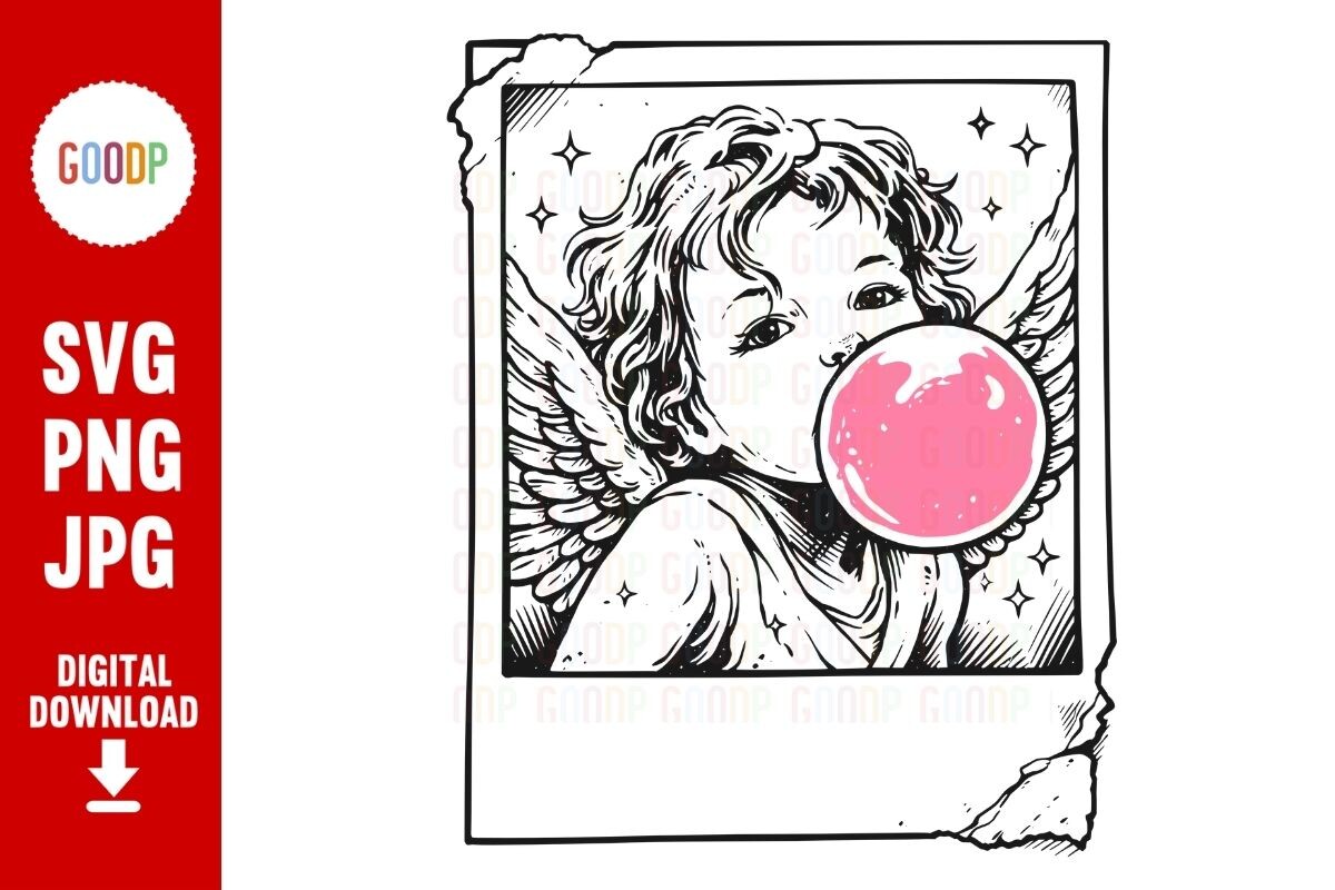 Cupid Bubblegum Pink Polaroid Tattoo PNG