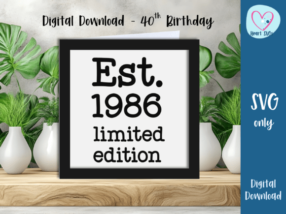 Est. 1986 40th Birthday Card SVG