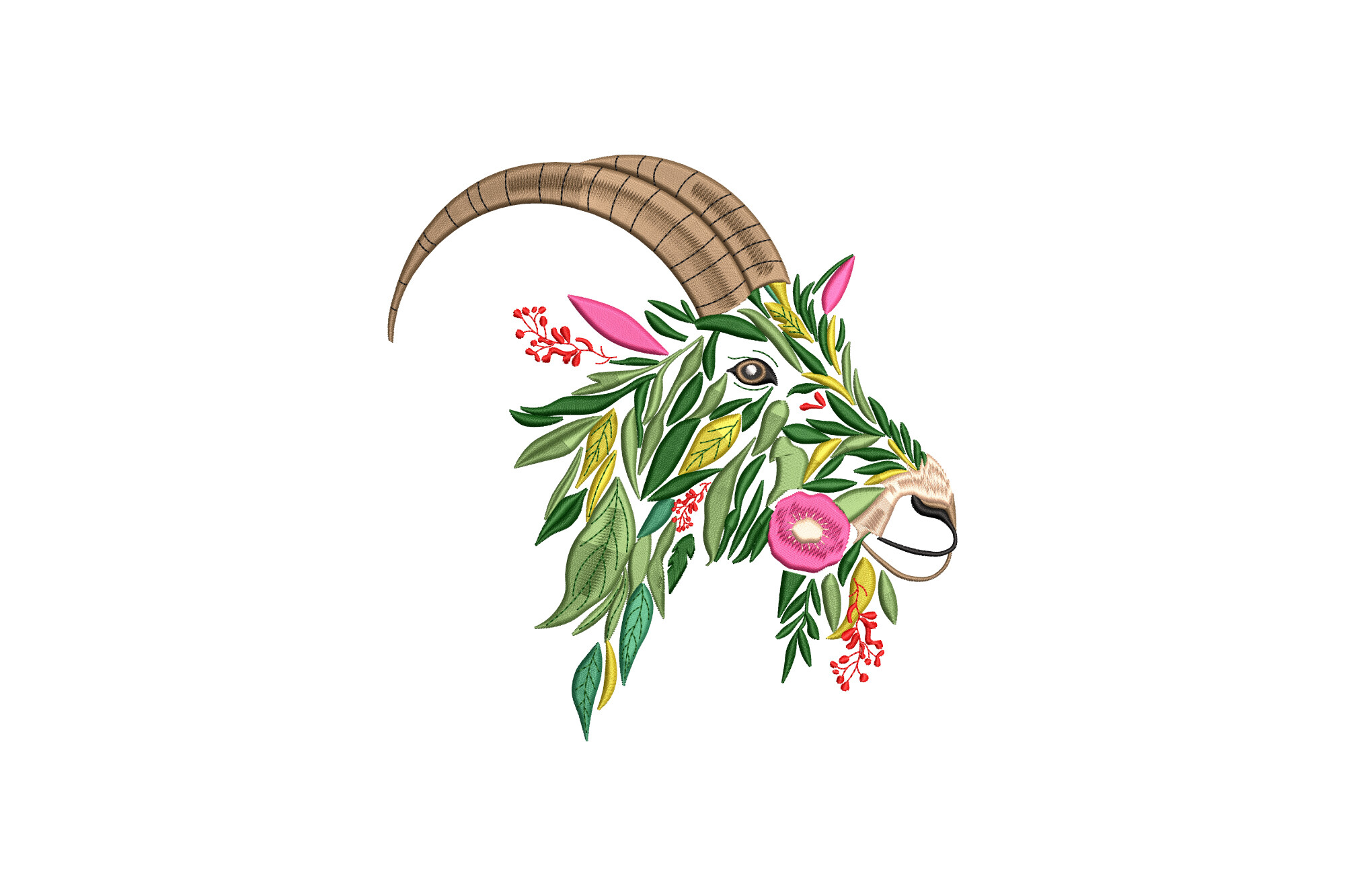 Floral Goat Head