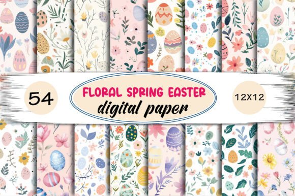 Floral Spring Easter Digital Paper Graphic by Artoya · Creative Fabrica